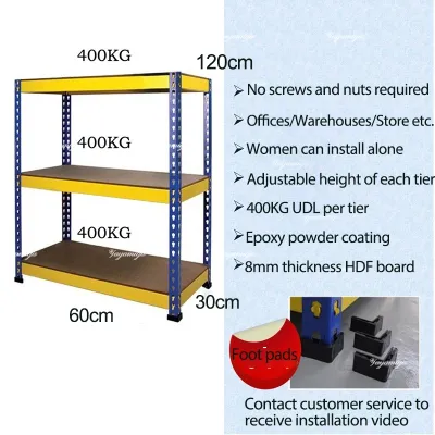 STON 4/5 Tier Metal Boltless Rack Store Storage Rack Home Storage Rak Warehouse Dapur Rak Buku Rack Warehouse Round Hole Design 葫芦孔置物架