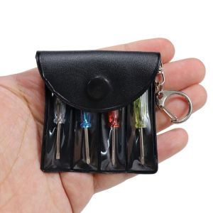 MIRELAE Precision Mini Screwdriver Set Leather Bag 3/4 Piece Set Keychain Tool Kit Compact Irregular Shaped Bits Y-type Bits Screwdriver for Digital Products Repair
