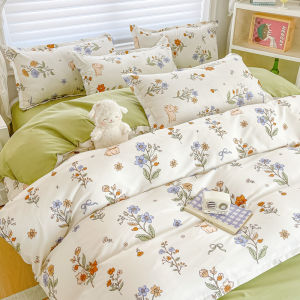 Dansunreve Cartoon Quilt Cover with Zip Single/Queen/King Rabbit Bear Printed Duvet Cover Pretty Floral Duvet Cover Comforter Cover