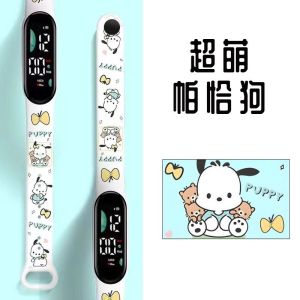 Jenl Đồng hồ điện tử cho bé gái Đồng hồ đeo tay thể thao kuromi hoạt hình không thấm nước cho học sinh trung học cơ sở