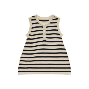 WANDER เสื้อผ้าเด็กผญ ชุดเด็กผู้หญิง ดีไซน์ลายทางแฟชั่นเกาหลี ชุดเสื้อกล้ามเด็ก ชุดเจ้าหญิง เด็กผู้หญิง2384