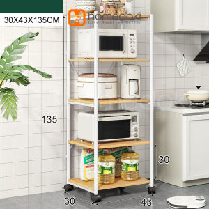 Homedoki Rak dapur starlight susun rak oven microwave sederhana rak bumbu dapur kayu serbaguna
