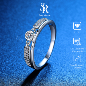 RoyStone - Cincin Wanita Moissanite Sertifikat GRA Original Lapis Emas - Audrey Ring