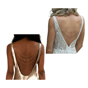 Elegant Multi Layer Back Chain for Women Rhinestones Back Necklace Shoulder Chain for Party Wedding and Everyday Fashion