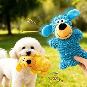 Cute Cartoon Squeaky Plush Mop Dog Toy Puppy To Relieve Boredom Chewproof Play Toy of Pet Interactive Plush Doll Pet Supplies