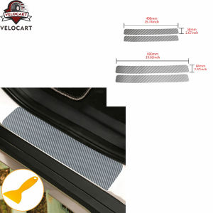 Universal 4 Pcs 3D Black Carbon Fiber Style Car Door Side Step Protective Film Carbon Fiber Sticker