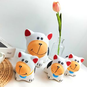 ตุ๊กตาจัดสวน ตุ๊กตาแต่งสวน 1 ชุด 4 ตัว ตัวใหญ่ 1 ตัว ตัวเล็ก 3 ตัว ตุ๊กตาหมา หมาเซรามิค ตุ๊กตาเซรามิค แต่งบ้าน