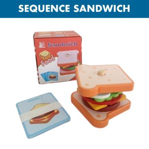 Stacking Burger Sandwich Toy Wooden Montessori Toy for kids Role Play Toys Pretend Play Set for Girl Boy Sequencing Toy