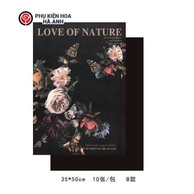 Giấy Gói Hoa Bọc Quà Họa Tiết Hoa Lá Sỉ Xấp 10 Tờ Kích Thước 35*50cm