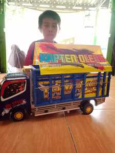 truk oleng kayu besar panjang 55 cm full lampu dan terpal
