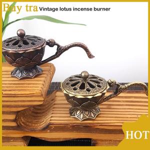[Buytra] Metal Lotus Incense Bowl Incense Holder With Handle Yoga Meditation Home Decor Ancient Style Alloy Incense