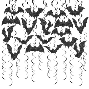 30PCS Glittering Bats Swirls Ceiling Ornament Wall Hanging Swirls Ceiling Hanging Decorations for Birthday Festival