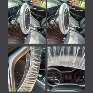 100Pcs Disposable Car Steering Wheel Cover Protector Dustproof Waterproof Sleeve Transparent Plastic Cover
