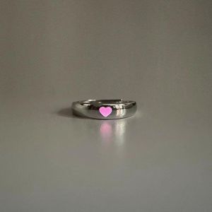 INNICE Blue Pink Color Luminous Ring Punk Style Vintage Style Glow In Dark Ring  Opening Design Adjustable Ring for Women Men