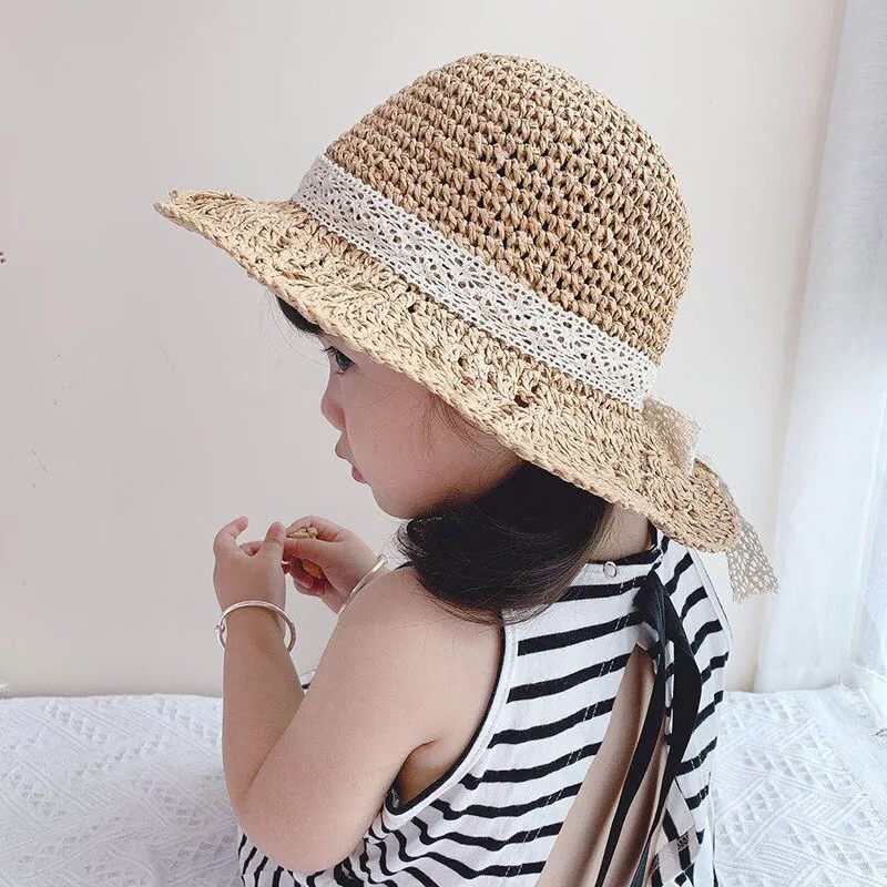 Sonkpuel Summer Fashion Korean Baby Petal Brim Straw Woven Hat Sun