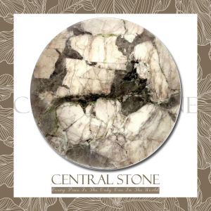 CENTRAL STONE Brazilian Natural Marble Quartz Coffee Side Table Dia45cm -Pandora Green Diamond