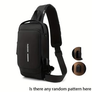 Waterproof USB Charging Crossbody Chest Bag with Scratch Resistant Coating for 13-14 Inch Laptops