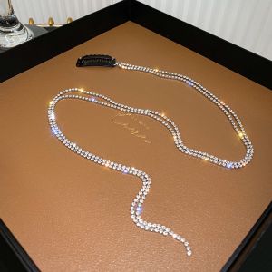 Women Fashion Glitter Rhinestone Chain Hair Clip Crystal Tassel Hair Clip Party Singing Hair Accessories