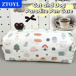[COD] ZTOYL กล่องดินสอรูปสุนัขแมวแบบเรียบง่ายลายการ์ตูนอุปกรณ์การเรียนกระเป๋าดินสอกระเป๋าเครื่องสำอางเวลาเดินทาง