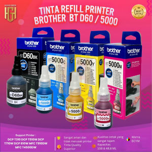 1 Set 4 Warna Tinta Brother Refill 108ml BTD60BK 48.5ml BT5000 Cyan Magenta Yellow Untuk Printer DCP T300 T500W T700W T800W T310 T510W T710W T810W