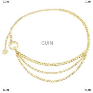 🎈🎀【Low price】GUIN 1Pc Women Waist Chain Belt for Dress Skirt Belts with Moon Star Waistbands Ladies Clothing Chain Accessories