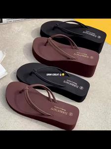 [Free Shipping] WomenS New Mid-Heel Flip-Flops For Outdoor Daily Use In Summer Non-Slip Fashionable For Travel And Beach