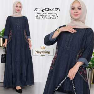 Jinny Maxy Dress Jeans Wanita Terbaru Gamis Lepis Wanita Long Dress Abaya Muslim