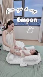 Gối chống trào ngược cho bé Emoon cao cấp có gối chặn và đai cố định vải probiotic dễ vệ sinh