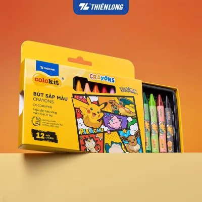 Bút sáp 12/18/24 màu Thiên Long Colokit Pokémon – Màu sắc rực rỡ an toàn cho bé