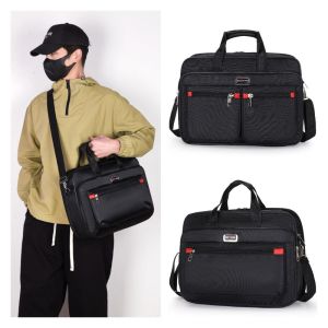 RJZ28 Large Capacity Mens Crossbody Briefcases Multi-layer Waterproof Computer Laptop Bag Portable File Document Mens Business Briefcases Handbag