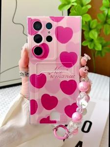 Suitable for Samsung S25 Phone Case S23Plus Flower Heart S22Ultra Transparent Card Slot S21FE Cover