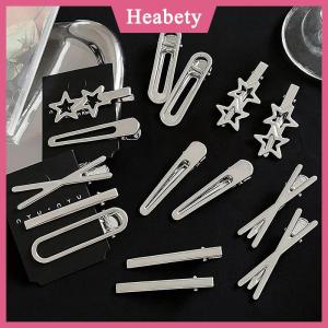 Heabety 3pcs bạc kim loại mỏ vịt Clip phụ nữ tóc Clips Side bangs phụ nữ phụ nữ barrettes tóc phụ kiện