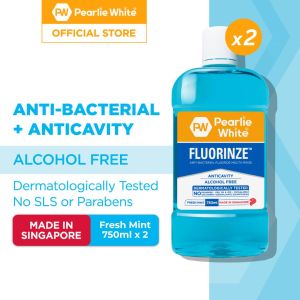 Pearlie White Fluorinze Anti-bacterial Fluoride Mouth Rinse / Mouth Wash 750ml - Alcohol Free No SLS or Parabens [Bundle of 2]