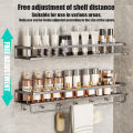 👍High Quality👍Non-Drilling Bathroom Organizer Rack 30/60cm Does not rust No drilling bathroom towel rack Punch-free Bathroom rack Bathroom shelf organizer wall-mounted storage Bathroom Organizer Rack Punch-free Bathroom Corner Shelf Rack. 