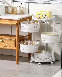Rak Troli 3/4/5 susun / rak Susun Serbaguna Dengan Roda Rak Troli Rak Roda Model Bulat Minimalis Rak Dapur Rak Kamar Mandi
