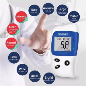 Sinocare เครื่องตรวจวัดน้ำตาลในเลือด รุ่น Safe-Accu2 (FREE แผ่นตรวจ 50 ชิ้น + เข็มเจาะ 50 อัน)