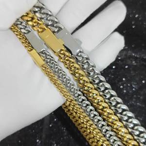 NUOYA Custom Logo Stainless Steel Cuban Link Necklace Hip Hop Jewelry Miami Cuban Link Chain for Men Women 