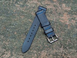 Tali Jam Tangan Kulit Sapi crazy horse selapis hitam 22823 Bergaransi