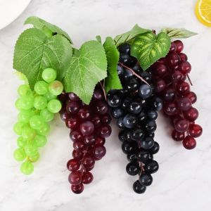 NOBLELYN Simulation Artificial Grapes Bunches Green Grass Decorative Fake Fruits Decorations Realistic Artificial Faux Fruits Table Decoration