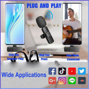 PENGIRIMAN CEPAT TaffSTUDIO Wireless Lavalier Lapel Portable Microphone USB Type C ODR08 / mikrofon untuk konten youtuber vlog tanpa kabel / mik hp buat konten vlog tanpa kabel untuk youtuber clip on mic wireless suara jernih android