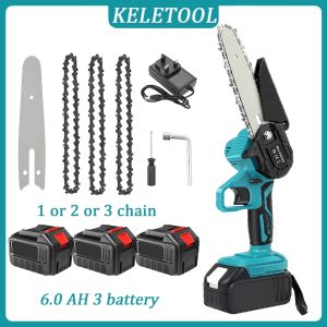 Cordless chainsaw 6-inch mini electric chainsaw handheld chainsaw portable small chainsaw rechargeable battery