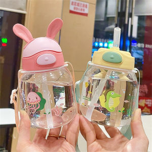 costel 450ML Childrens straw cup Cute Cartoon Baby Kindergarten Graduated Small Water Cup Student specific plastic water bottle