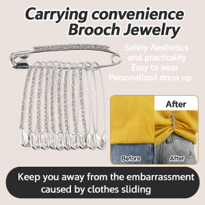 12PCS Old Silver Shiny Rhinestone Brooch Pins Adjust  Hem Fashionable And Safe Belt Pin