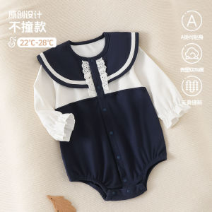 Pure cotton romper for newborn babies a Spring and autumn style  outfit with lace collar for baby girls