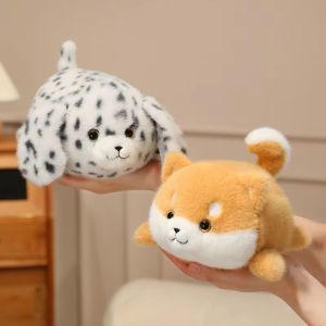 PYA94 Soft Material Dog Plush Toy Fluffy Soft Lying Puppy Plush Doll Valentines Gift Round Puppy Sleep Pillow Home Decor