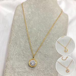 Kalung Titanium Permata Satu Simple Elegan Aksesoris Anti Karat