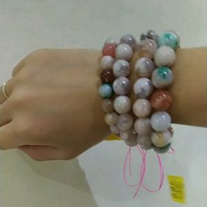 10-13mm焦糖樱花玛瑙 多彩绿樱花玛瑙 10-13mm caramel sakura agate colourful sakura agate bracelet