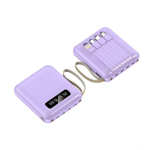 Powerbank 800 mah Mini Size with 4 Kabel Fast Charging Setengah layar LED Senter