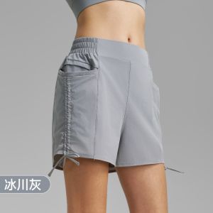 Quần đùi đi xe đạp ruching nhẹ nhanh khô với Quần đùi tập thể dục túi lớn của phụ nữ với bên trong