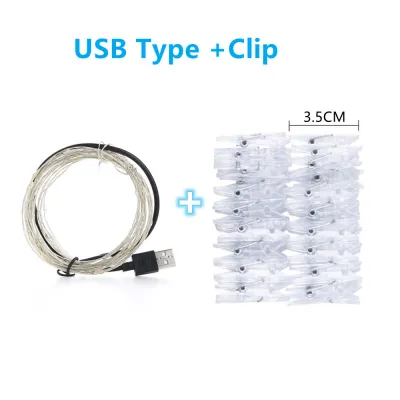 Đèn LED dây đồng kẹp ảnh có 10/30/50 LED được cấp nguồn qua cổng USB với màu trắng ấm được sử dụng như đèn tiên nữ cho phòng ngủ tiệc sinh nhật đám cưới trang trí cho ngày lễ như Giáng sinh.